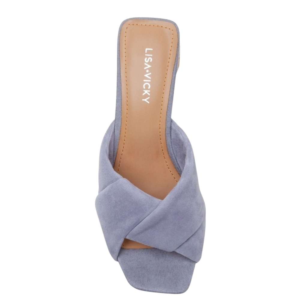 Lisa Vicky Impress Lavender Suede Slip On Block Heel Mule Sandal NIB Size 7.5 - Picture 3 of 8